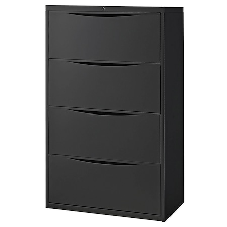 Global Industrial 30W Premium Lateral File Cabinet, 4 Drawer, Black 252467BK